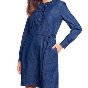 Draper James  Chambray Ruffle Shift Dress